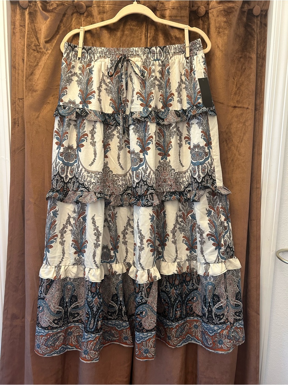 NWT Alice Blue Paisley Ruffle Tiered Maxi Skirt